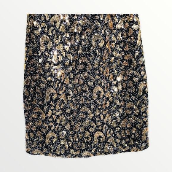 Guess Gold Black Leopard Sequin Dress Sleeveless Small NWT - Picture 6 of 12